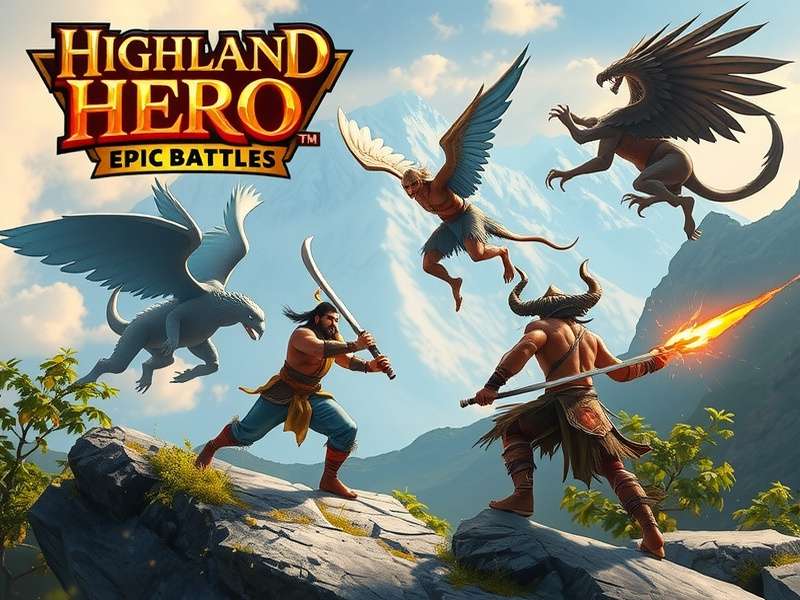 Highland Hero Epic Battles gameplay screenshot showing warrior in Himalayan highlands with Indian mythological creatures